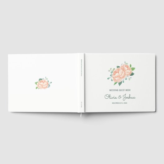 Peach Peony bruiloft Gastenboek (Volledig)