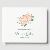 Peach Peony bruiloft Gastenboek (Voorkant)
