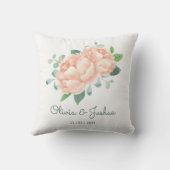Peach Peony bruiloft Kussen (Achterkant)