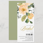 PEACH PEONY FLORAL BUNCH WATERVERF VRIJGEZELLENFEE KAART (Voorkant / Achterkant)