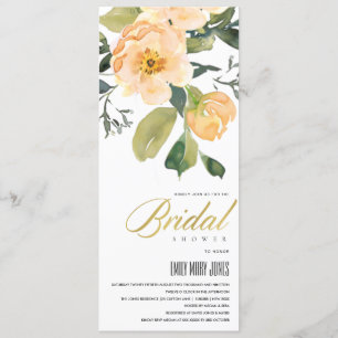 PEACH PEONY FLORAL BUNCH WATERVERF VRIJGEZELLENFEE KAART