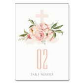 Peach Peony Floral Cross Bunch Baptism Welcome Kaart (Voorkant)