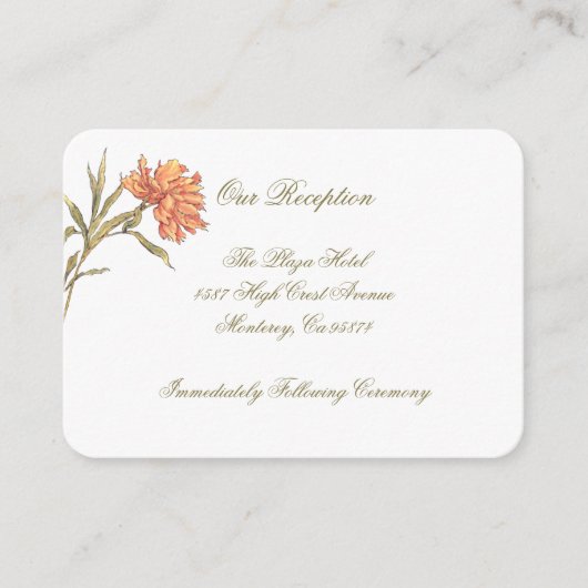 Peach Peony Floral Reception Insert-kaarten Informatiekaartje (Voorkant)