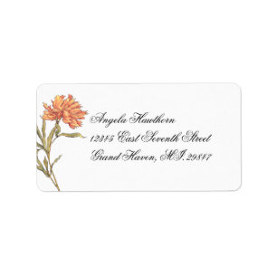 Peach Peony Floral RSVP-adreslabel Etiket