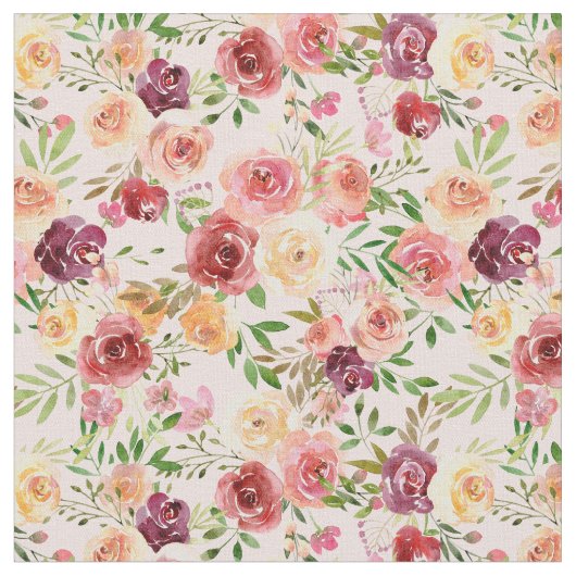 Peach Peony Floral Stof (Close Up)