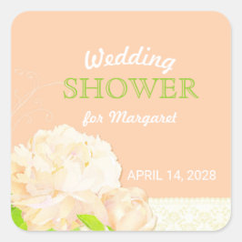 Peach Peony Floral Vrijgezellenfeest Vierkante Sticker