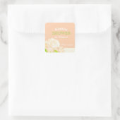 Peach Peony Floral Vrijgezellenfeest Vierkante Sticker (Tas)