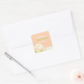 Peach Peony Floral Vrijgezellenfeest Vierkante Sticker (Envelop)