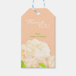 Peach Peony Floral Wedding Bedankt Cadeaulabel