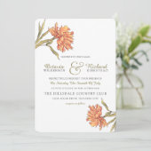 Peach Peony Floral Wedding Invitation Kaart (Staand voorkant)