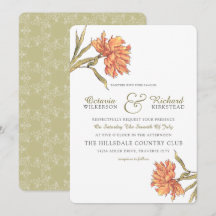 Peach Peony Floral Wedding Invitation