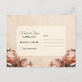 Peach Peony Flowers  Rustic Save the Date Aankondigingskaart (Achterkant)