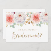 Peach Peony Gold Leaves zal mijn Bridesmaid zijn (Voorkant / Achterkant)