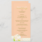 Peach Peony Long Vertical Wedding Menu (Voorkant / Achterkant)