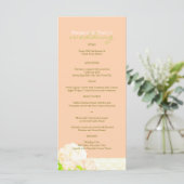Peach Peony Long Vertical Wedding Menu (Staand voorkant)