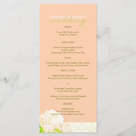 Peach Peony Long Vertical Wedding Menu