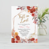 Peach Peony Marsala Pumpkin verlovingsfeest Kaart (Staand voorkant)