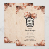 Peach Peony Mason Jar Rustiek Vrijgezellenfeest Kaart (Voorkant / Achterkant)