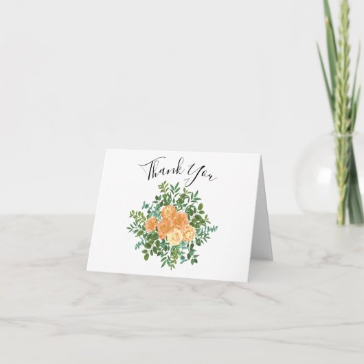 Peach Peony & Roos Floral Dank u kaarten (Voorkant)