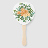 Peach Peony & Roos Floral Wedding Handwaaier (Achterkant)