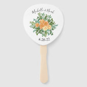 Peach Peony & Roos Floral Wedding Handwaaier (Voorkant)