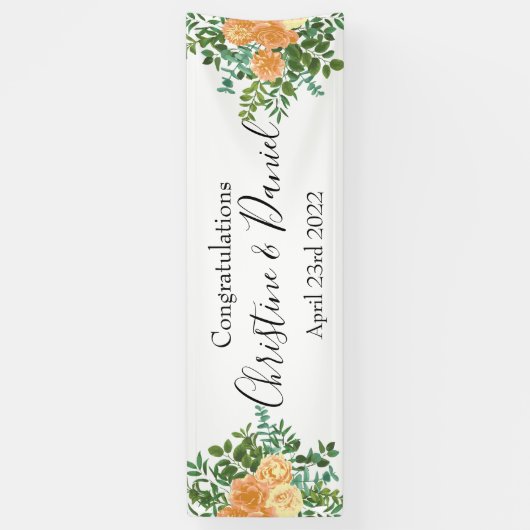 Peach Peony & Roos Floral Wedding Spandoek (Verticaal)