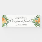 Peach Peony & Roos Floral Wedding Spandoek (Horizontaal)