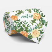 Peach Peony & Roos Floral Wedding Stropdas (Opgerold)