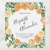 Peach Peony & Roos Floral Wedding Wijn Etiket (Enkel label)