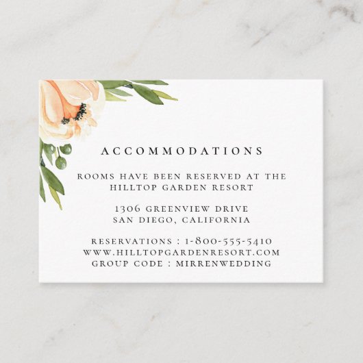 Peach Peony Trouwaccommodaties Informatiekaartje (Voorkant)