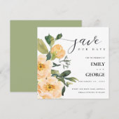 PEACH PEONY WATERVERF FLORAL BEWAREN DE DATUM KAAR BEDANKKAART (Voorkant / Achterkant)