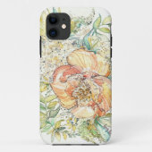 Peach Peony Waterverf iPhone Case (Achterkant)