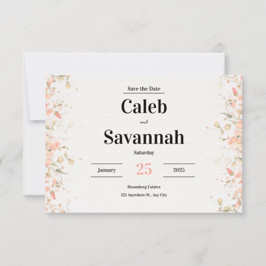 Peach Petal Sla de datumkaarten op Save The Date (Voorkant)