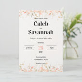 Peach Petal Wedding Invitation Kaart (Staand voorkant)