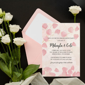 Peach Petals & Cream Engagement Party Uitnodigen Kaart