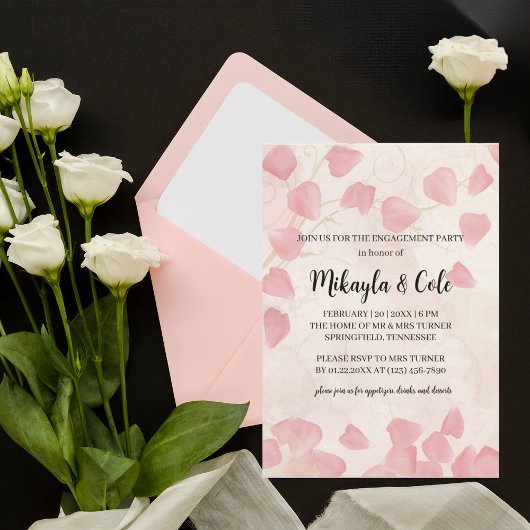Peach Petals & Cream Engagement Party Uitnodigen Kaart