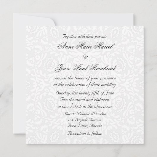 Peach phalaenopsis Orchids and Lace Wedding Invite Kaart (Achterkant)