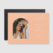 Peach Photo Save the Date Magnetische Kaart (Voorkant / Achterkant)