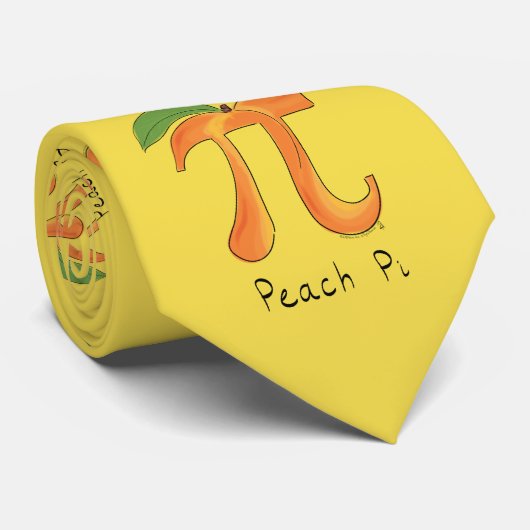 Peach Pi Cute Wiskunde leraar Pi Day Mannen Stropd Stropdas (Opgerold)