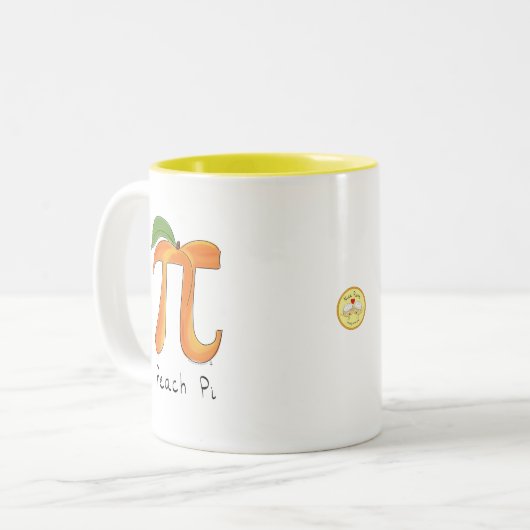 Peach Pi Cute Wiskunde Pi Day Koffie-Mok Tweekleurige Koffiemok (Voorkant links)