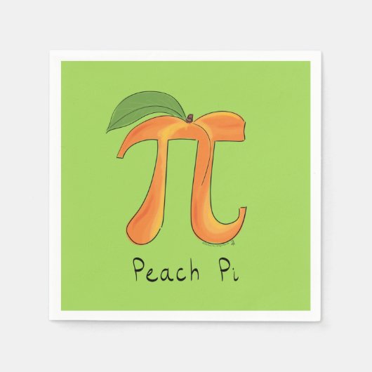 Peach Pi Cute Wiskunde Pi Day Party Napkins Servet (Voorkant)