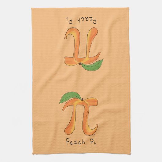 Peach Pi Cute Wiskunde Pi Day Pie Baking Kitchen T Theedoek (Verticaal)