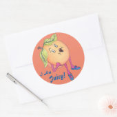 'Peach Pia' Glanzende ronde Sticker (Envelop)