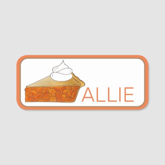 Peach Pie Slice Whipped Cream Peaches Dessert Naamplaatje (Voorkant)