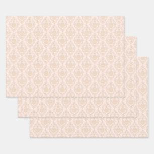 Peach Pineapple Damask Inpakpapier Vel