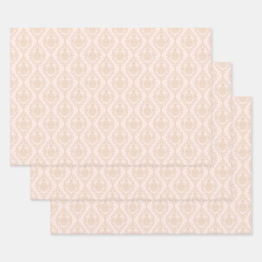 Peach Pineapple Damask Inpakpapier Vel (Set)