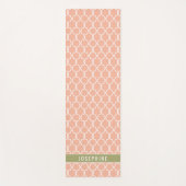 Peach Pink And Olive Green Trellis Pattern Yogamat (Voorkant)