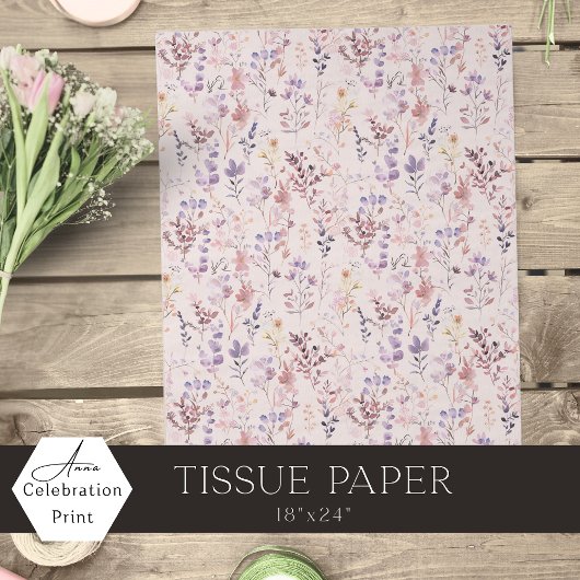 Peach Pink Boho Watercolor Wildflower Tissuepapier