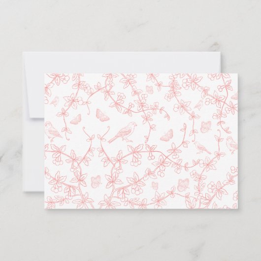 Peach Pink Chinoiserie Baby shower Dank u kaart (Achterkant)