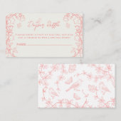 Peach Pink Chinoiserie Luier Raffle Ticket Informatiekaartje (Voorkant / Achterkant)